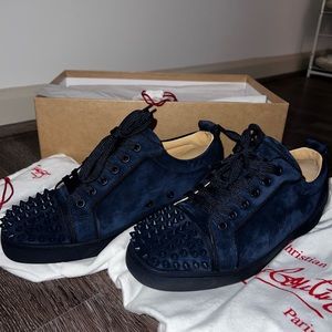 Louboutin Junior Spike Velvet Sneaker